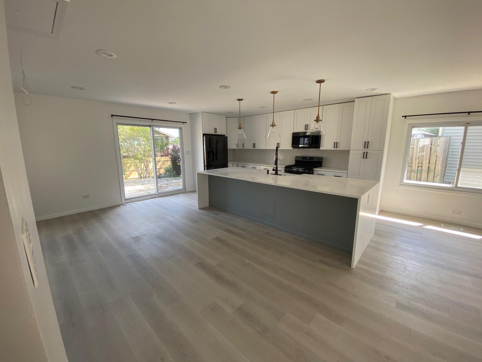 Open concept living and kitchen area